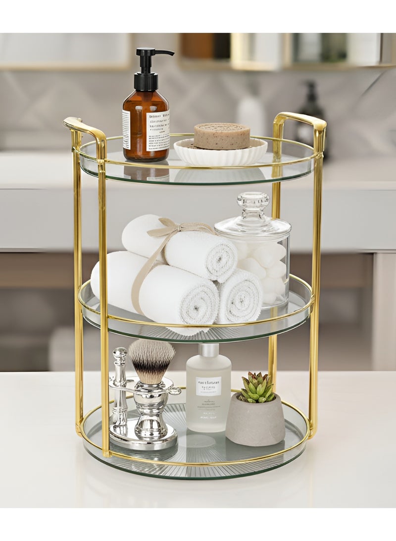 كوزي نست صواني تقديم الفاكهة متعددة الطبقات بمقابض ذهبية، أطباق طاولة مستديرة للديكور المنزلي للطعام، وحفلات الكيك، وحامل المعجنات، والكوكتيل، وتناول الطعام والقهوة - Image 1