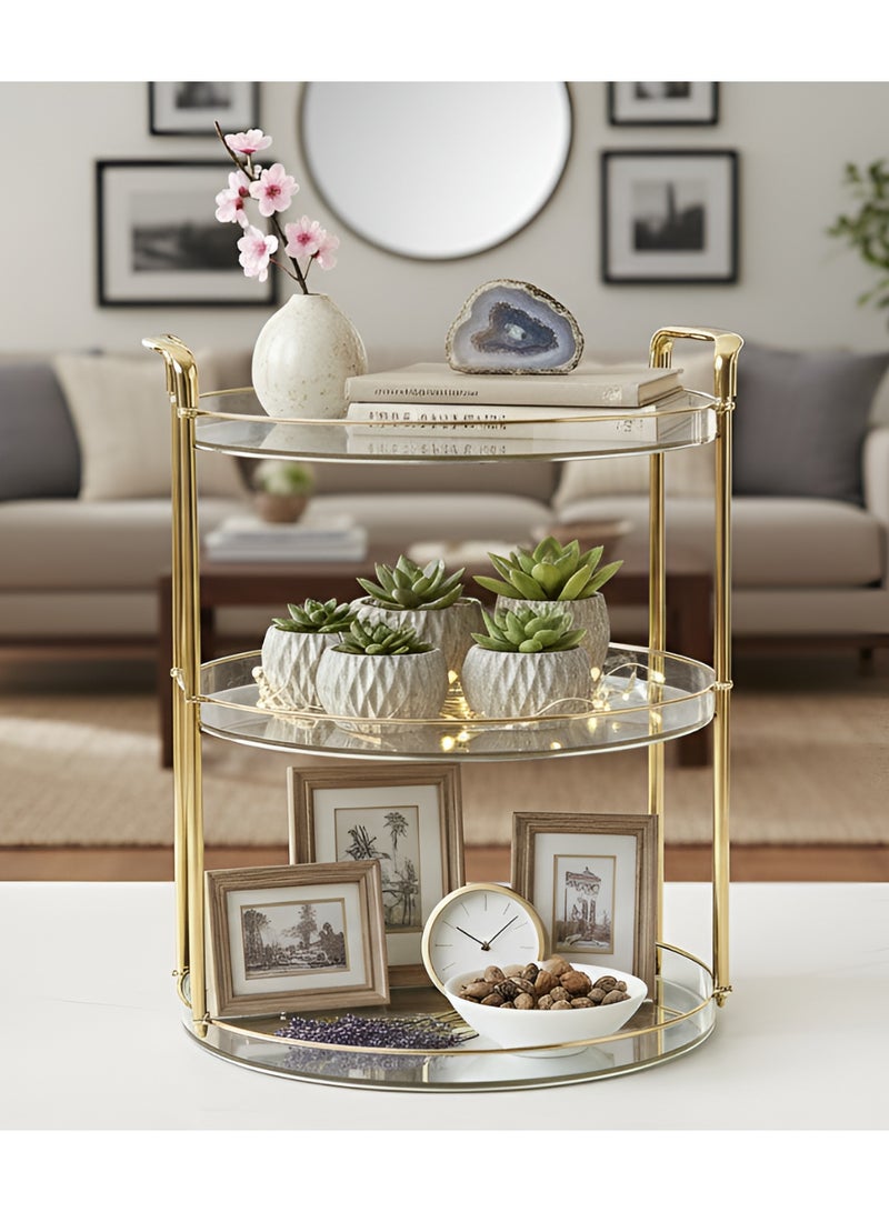 كوزي نست صواني تقديم الفاكهة متعددة الطبقات بمقابض ذهبية، أطباق طاولة مستديرة للديكور المنزلي للطعام، وحفلات الكيك، وحامل المعجنات، والكوكتيل، وتناول الطعام والقهوة - Image 3