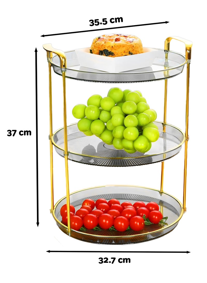 كوزي نست صواني تقديم الفاكهة متعددة الطبقات بمقابض ذهبية، أطباق طاولة مستديرة للديكور المنزلي للطعام، وحفلات الكيك، وحامل المعجنات، والكوكتيل، وتناول الطعام والقهوة - Image 5