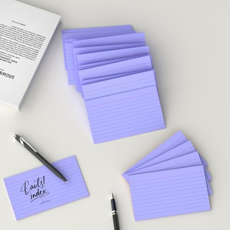 250 Count Index Cards 3x5 Inch 180gsm, Purple Color Flash Card (50 Sheets Each), Heavy Weight Note Taking for Students, Teachers, Professionals, Study Note Cards for Office, Home School - Image 4