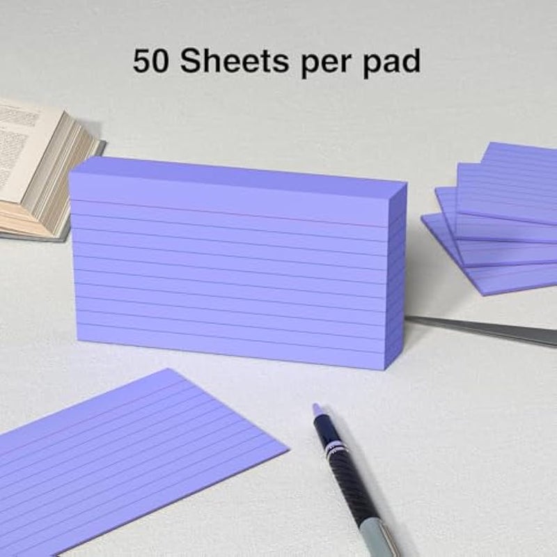 250 Count Index Cards 3x5 Inch 180gsm, Purple Color Flash Card (50 Sheets Each), Heavy Weight Note Taking for Students, Teachers, Professionals, Study Note Cards for Office, Home School - Image 3