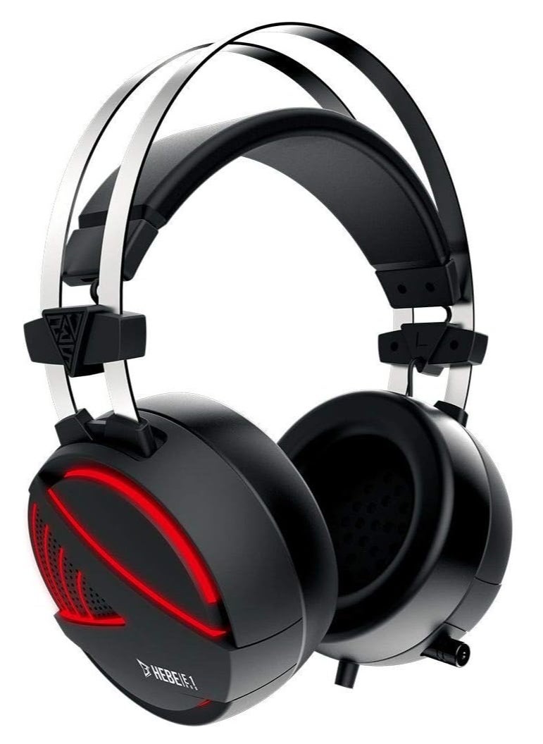 GAMDIAS Gaming Headset with USB / 3.5 mm Socket, Game Class 40 mm Driver, Inline Remote Control and RGB Streaming Lighting (HEBE E1), Black