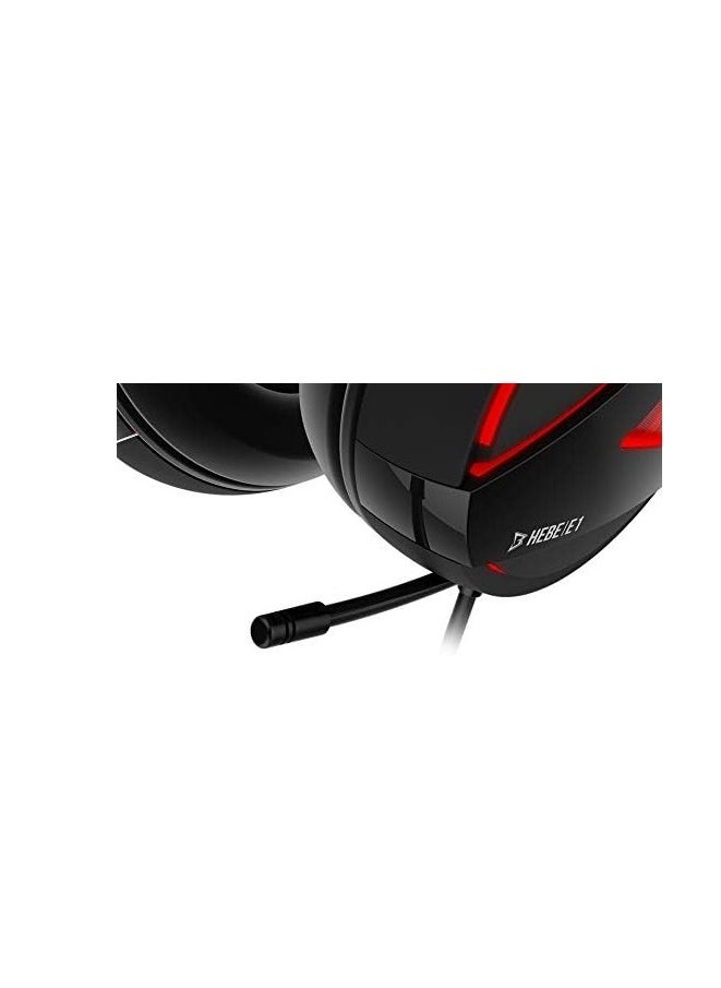 GAMDIAS Gaming Headset with USB / 3.5 mm Socket, Game Class 40 mm Driver, Inline Remote Control and RGB Streaming Lighting (HEBE E1), Black