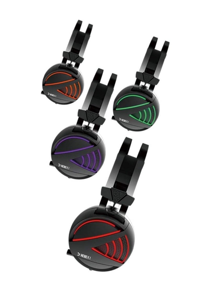 GAMDIAS Gaming Headset with USB / 3.5 mm Socket, Game Class 40 mm Driver, Inline Remote Control and RGB Streaming Lighting (HEBE E1), Black