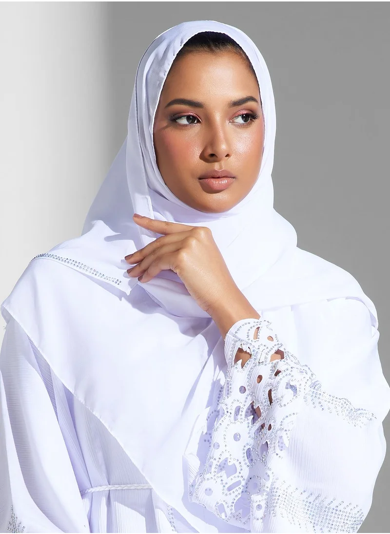 Khizana Shimmer Detail Abaya With Sheila