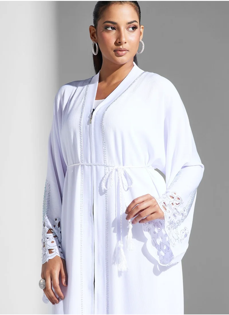 Khizana Shimmer Detail Abaya With Sheila