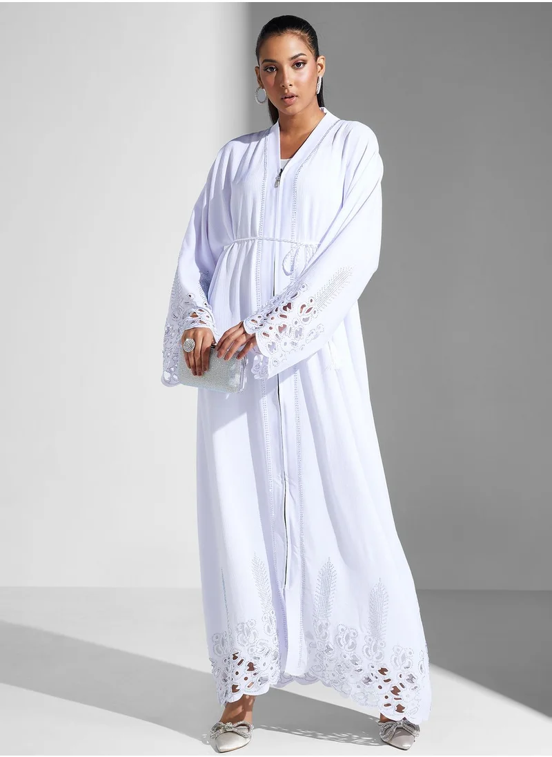 Khizana Shimmer Detail Abaya With Sheila