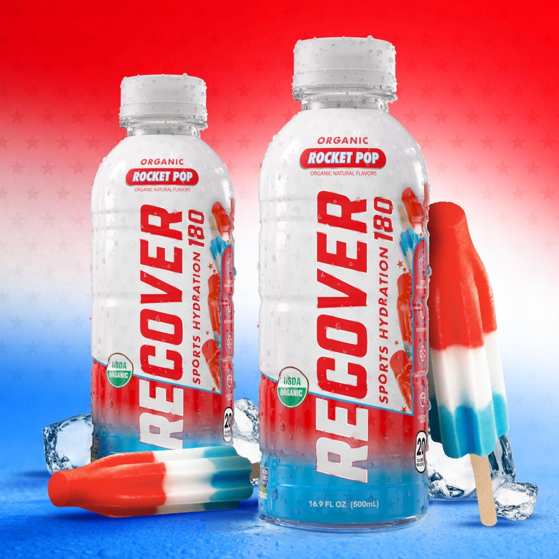 RECOVER 180 Organic Sports Hydration Drink, No Sugar Added, 20 Calorie Sports Beverage, Organic Flavors With Vitamins, Potassium-Packed Electrolytes (16.9 Fl Oz (Pack of 12), Rocket Pop) - Image 2