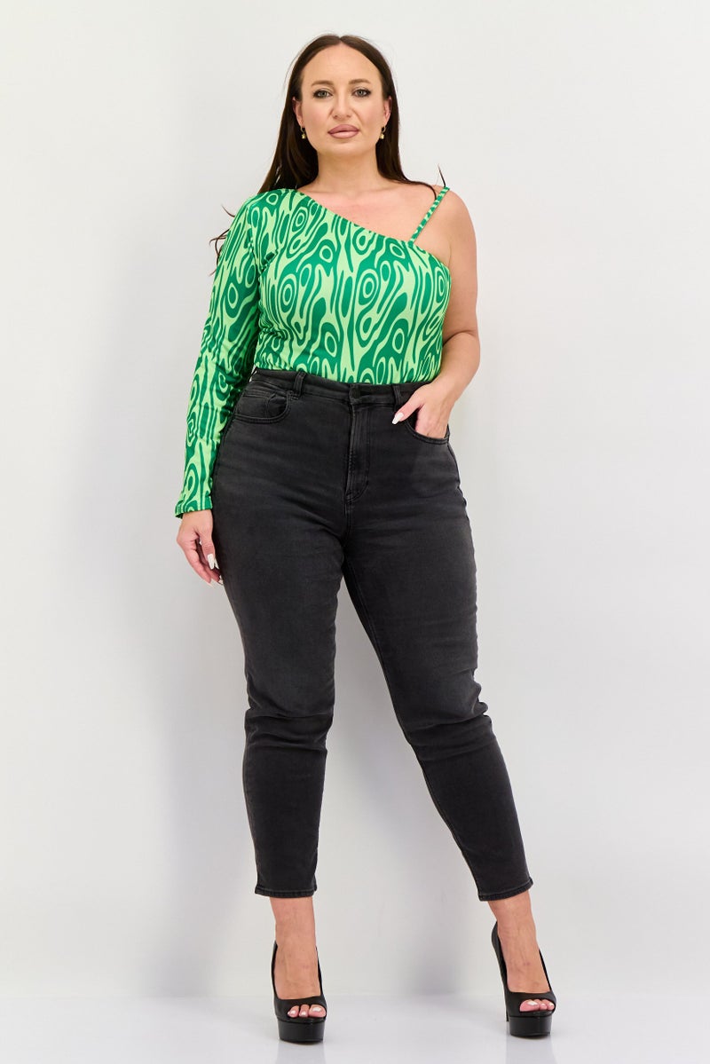 PUBLIC DESIRE Women Curvy Fit Scoop Neck Abstract Print Bodysuit, Multicolor - Image 4