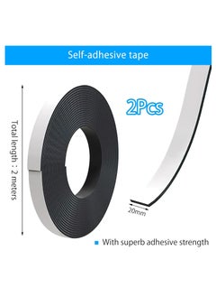 GUDOO 2 Rolls Magnetic Tape Self-Adhesive Strong 20 mm x 2 m Magnetic Strip Self-Adhesive Magnetic Tape Strong Adhesive Magnetic Adhesive Strips Adhesive Magnets Strong for Fly Screen Window  - Image 2