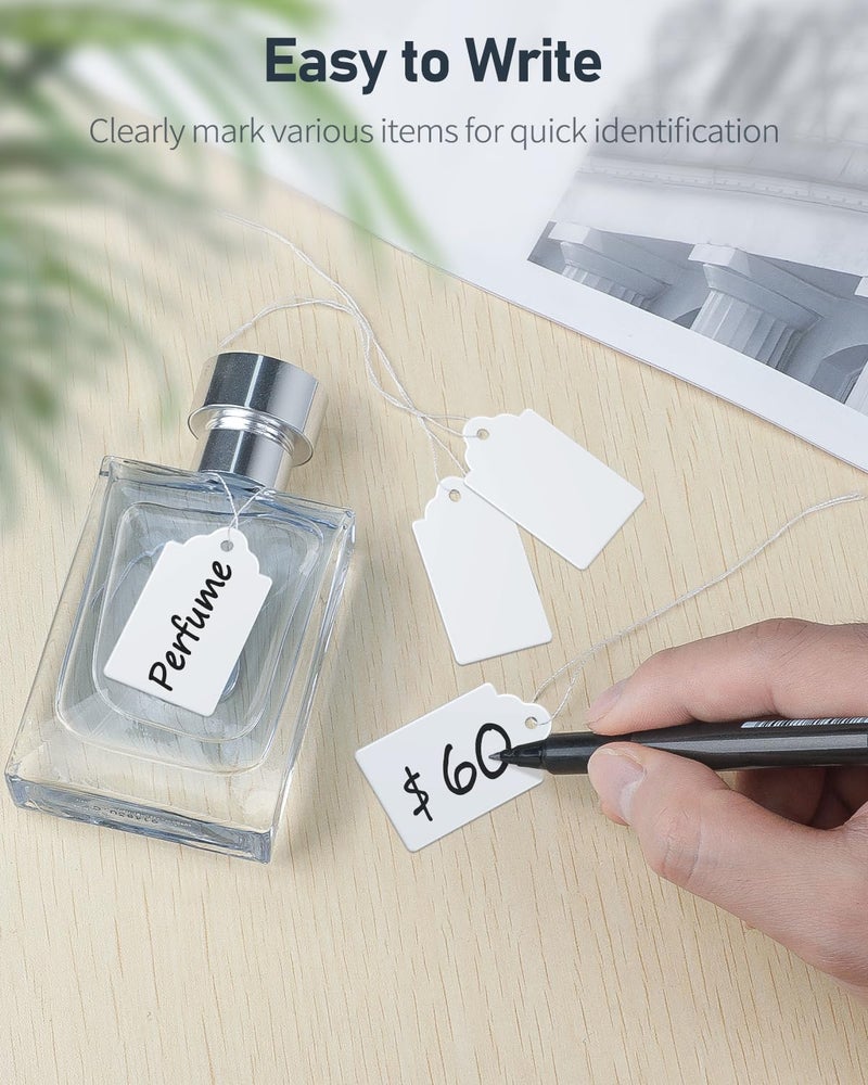 Uniclife 200 Pcs Price Tags 1.8 Inch Writable Price Labels White Price Display Tag for Pricing Clothing Jewelry Gifts Blank Hang Tag Merchandise White Marking Tags with Strings, 1.8" x 1" - Image 4