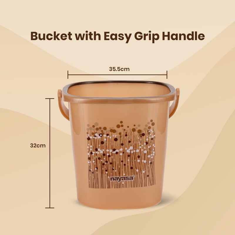 Nayasa Plastic Funk Sqr 2 Pcs Bathroom Set | Bucket 25 L + Mug 1.5 L | Bathroom Accessory Set Plastic | Bathroom Set | Bath Set for Bathroom | Brown - Image 3