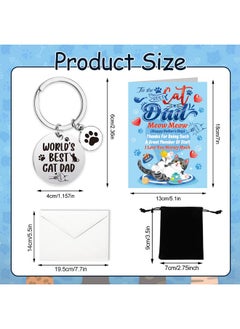 HOWAF To The Best Cat Dad Card With Key Chain Father’S Day Gift Cards From Cat For Dad Cat Dad Fathers Day Card With Keyring Love Cats Card For Dad Father’S Day Pet Cat For Daddy Papa  - Image 2