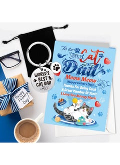 HOWAF To The Best Cat Dad Card With Key Chain Father’S Day Gift Cards From Cat For Dad Cat Dad Fathers Day Card With Keyring Love Cats Card For Dad Father’S Day Pet Cat For Daddy Papa  - Image 4