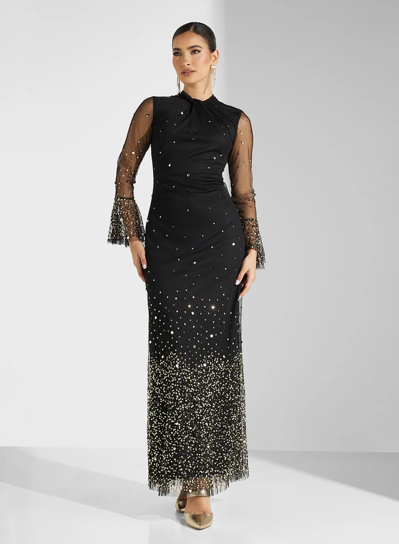 Amelia Rose Flare Sleeve Dress
