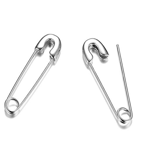 Dtja Punk Safety Pin Cartilage for Women Stainless Steel Minimalist Hoop Earrings Personalized Dangle Drop Fashion Hypoallergenic Jewelry Gifts 33mm (Silver) - Image 1
