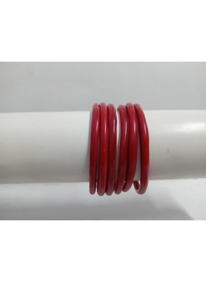 AFAST Traditional Shankh Pola Bangle Set For Women & Girls - Elegant Red And White Bracelets For Festive, Bridal, Pack Of 6 - Image 2