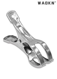 WAOKN Beach Towel Clips & Clamps - Premium Stainless Steel, 10-Pack, Featuring 4.3 Inch Large, Heavy-Duty Quilt Clothespins & Peg Clamps in Jumbo Size. Perfect Windproof Clips for Hanging Lounge Chairs, Cruise, Poolside, Boat, and Blankets  - Image 1