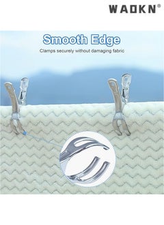 WAOKN Beach Towel Clips & Clamps - Premium Stainless Steel, 10-Pack, Featuring 4.3 Inch Large, Heavy-Duty Quilt Clothespins & Peg Clamps in Jumbo Size. Perfect Windproof Clips for Hanging Lounge Chairs, Cruise, Poolside, Boat, and Blankets  - Image 4