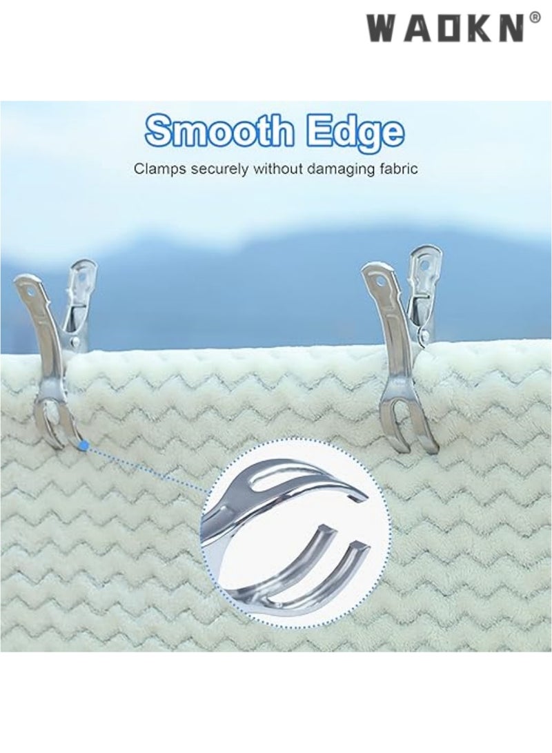 WAOKN Beach Towel Clips & Clamps - Premium Stainless Steel, 10-Pack, Featuring 4.3 Inch Large, Heavy-Duty Quilt Clothespins & Peg Clamps in Jumbo Size. Perfect Windproof Clips for Hanging Lounge Chairs, Cruise, Poolside, Boat, and Blankets - Image 4