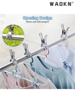 WAOKN Beach Towel Clips & Clamps - Premium Stainless Steel, 10-Pack, Featuring 4.3 Inch Large, Heavy-Duty Quilt Clothespins & Peg Clamps in Jumbo Size. Perfect Windproof Clips for Hanging Lounge Chairs, Cruise, Poolside, Boat, and Blankets  - Image 5