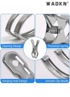 WAOKN Beach Towel Clips & Clamps - Premium Stainless Steel, 10-Pack, Featuring 4.3 Inch Large, Heavy-Duty Quilt Clothespins & Peg Clamps in Jumbo Size. Perfect Windproof Clips for Hanging Lounge Chairs, Cruise, Poolside, Boat, and Blankets  - Image 3
