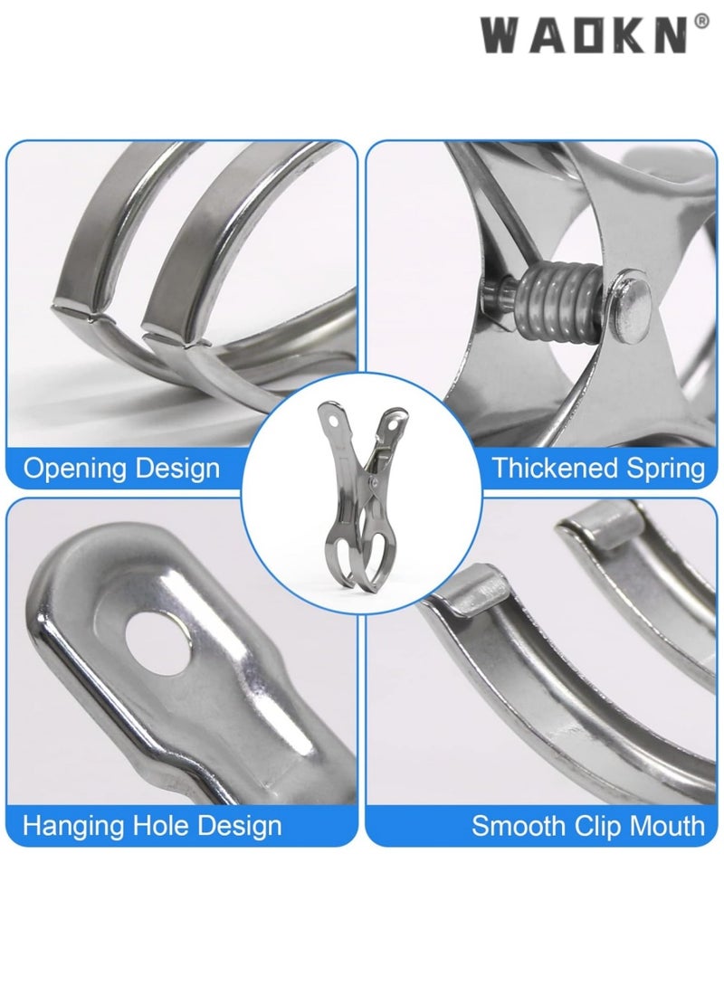 WAOKN Beach Towel Clips & Clamps - Premium Stainless Steel, 10-Pack, Featuring 4.3 Inch Large, Heavy-Duty Quilt Clothespins & Peg Clamps in Jumbo Size. Perfect Windproof Clips for Hanging Lounge Chairs, Cruise, Poolside, Boat, and Blankets - Image 3