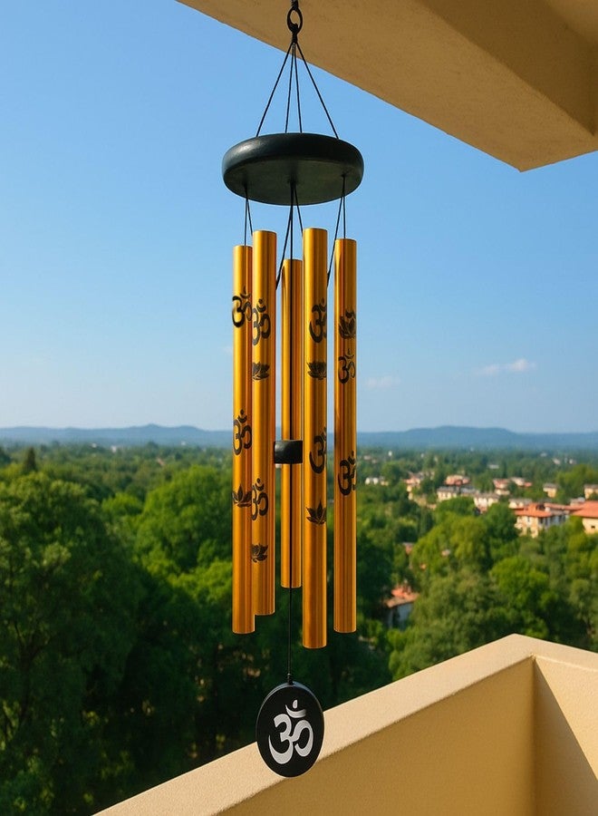 sculpmart 27inch Big Wind Chime for Home & Balcony Hanging - 5 Pipe OM Design Wind Chime for Positive Energy & Melody Sound (Golden) - Image 1