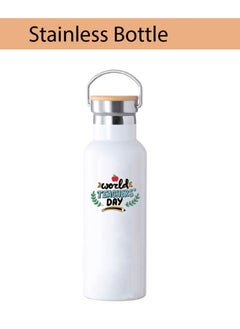 PRINTSHOP4ME Teacher's Day Pack of 3 Combo Pack - Stainless Steel Bamboo Cap Flask Bottle 600ml, Teddy Bear and Greeting Card - Teacher's Day Gift Set - Gift for World Teachers Day  - Image 3