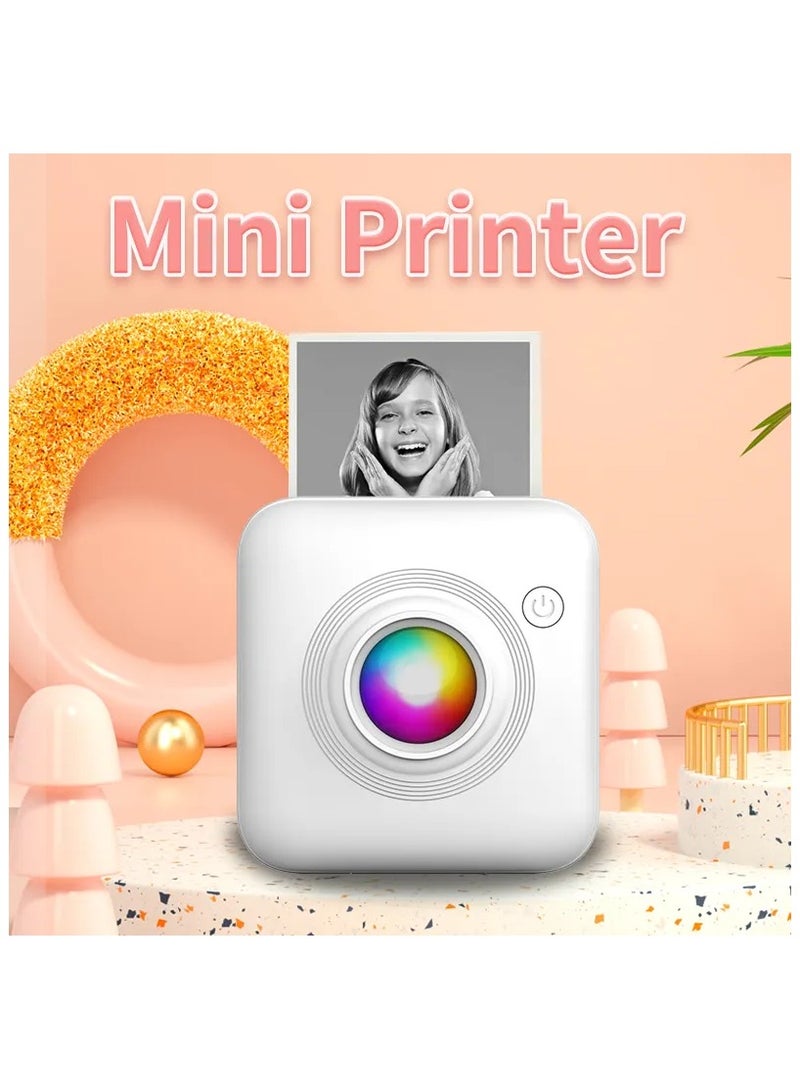 Portable Mini Thermal Printer - Inkless Pocket Printer for Photos, QR Codes, Receipts, DIY Scrapbook Memes, and More - Compact, Wireless, and Easy-to-Use - Image 1