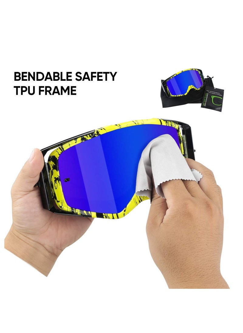 Excefore - Motorcycle Goggles, Dirt Bike Goggles, ATV Racing Motocross Goggle Glasses, UV Protection Windproof Anti Fog Racing Goggles, Racing Helmet Goggles, for Adults Men Women Youth Kids (Green) - Image 1