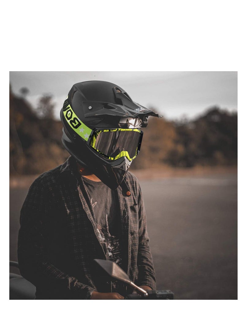 Excefore - Motorcycle Goggles, Dirt Bike Goggles, ATV Racing Motocross Goggle Glasses, UV Protection Windproof Anti Fog Racing Goggles, Racing Helmet Goggles, for Adults Men Women Youth Kids (Green) - Image 1