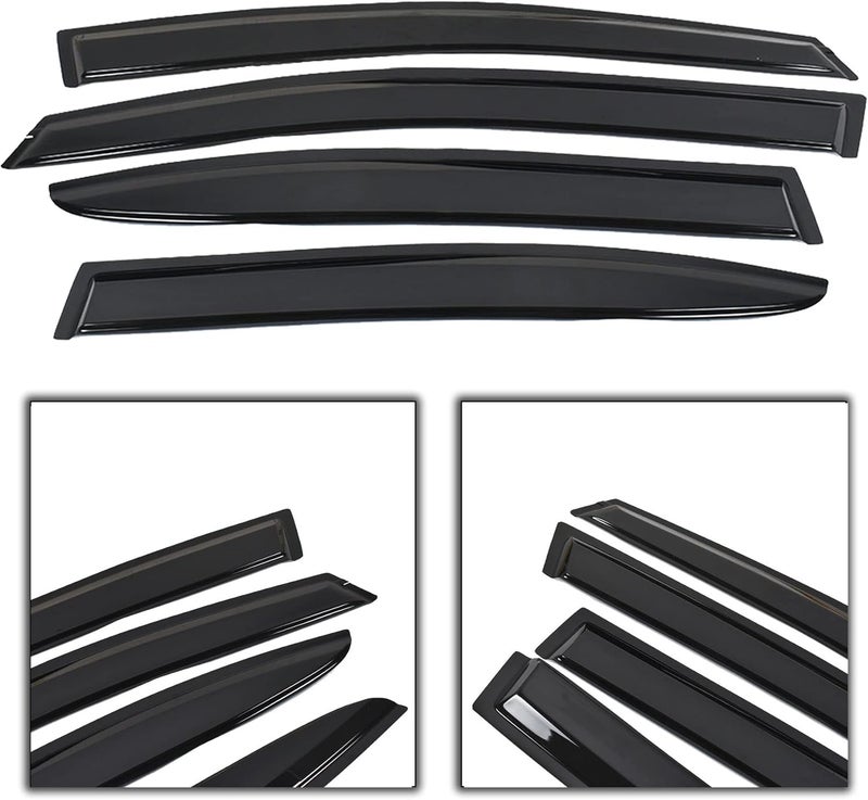 munirater Black Side Window Visor Vent Rain Guard Deflector for 2015-2019 Subaru WRX STI JDM Style - Image 5