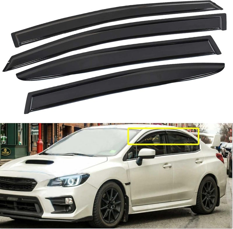 munirater Black Side Window Visor Vent Rain Guard Deflector for 2015-2019 Subaru WRX STI JDM Style - Image 1