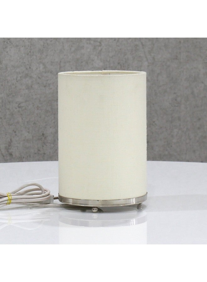 Craftter Off White Textured Round Table Lamp for Home, Office- Metal Base Night Lamp- Decorative Desk Lamp for Bedroom, Kids Room, Bedside, 9X6 Inch, Pack of 1 - Image 2