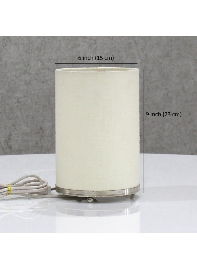 Craftter Off White Textured Round Table Lamp for Home, Office- Metal Base Night Lamp- Decorative Desk Lamp for Bedroom, Kids Room, Bedside, 9X6 Inch, Pack of 1 - Image 3