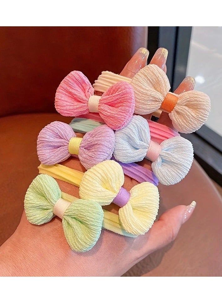 6PCS Sweet Style Bow Hair Bands – Soft Elastic Ponytail Holders for Girls & Women - Image 2