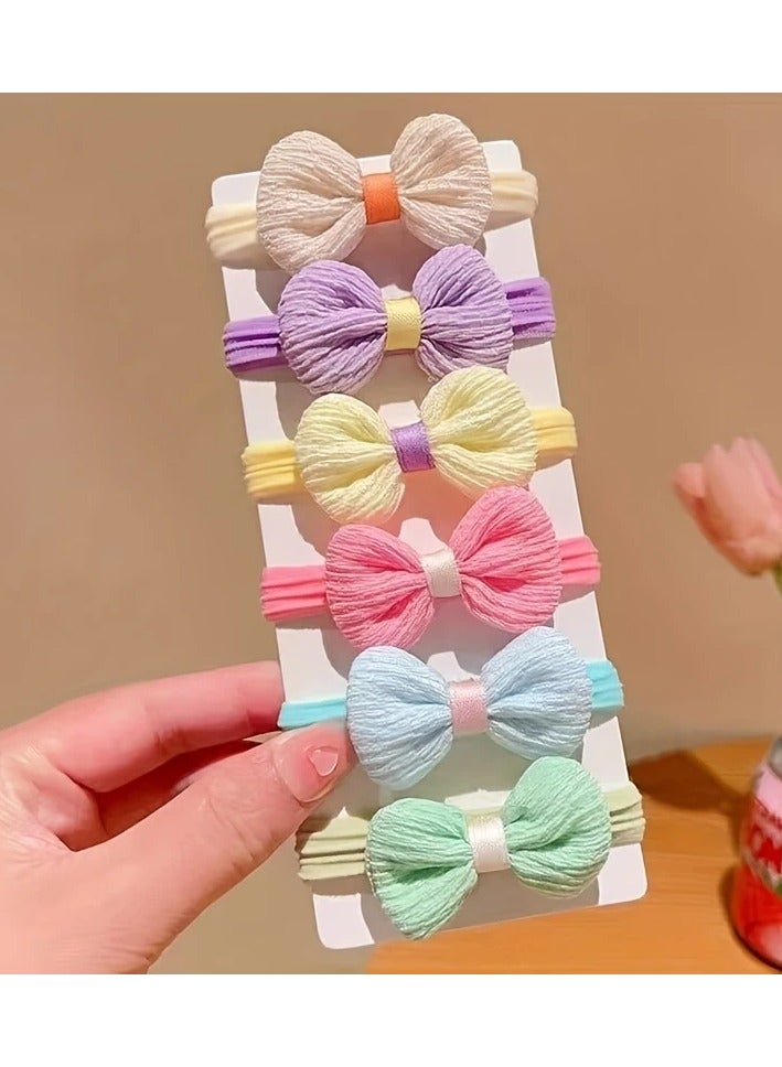 6PCS Sweet Style Bow Hair Bands – Soft Elastic Ponytail Holders for Girls & Women - Image 5