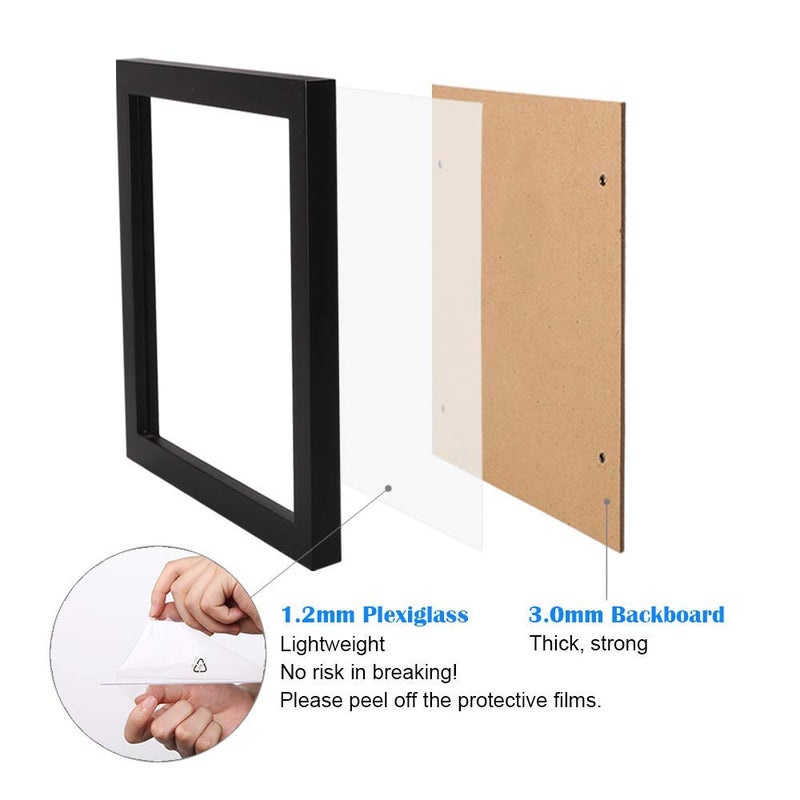 egofine 8.5x11 إطارات الصور إطارات الخشب الصلب إطارات وثيقة خشبية سوداء مغطاة بملابس زجاجية - لجدول أعلى شاشة وتصاعد الجدار معلقة عموديًا أو أفقيًا من 4 - Image 3