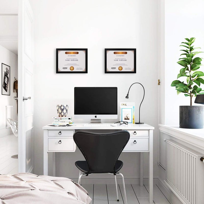 egofine 8.5x11 إطارات الصور إطارات الخشب الصلب إطارات وثيقة خشبية سوداء مغطاة بملابس زجاجية - لجدول أعلى شاشة وتصاعد الجدار معلقة عموديًا أو أفقيًا من 4 - Image 5