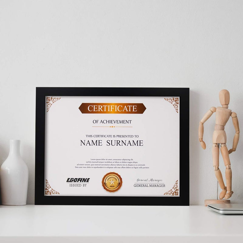 egofine 8.5x11 إطارات الصور إطارات الخشب الصلب إطارات وثيقة خشبية سوداء مغطاة بملابس زجاجية - لجدول أعلى شاشة وتصاعد الجدار معلقة عموديًا أو أفقيًا من 4 - Image 4