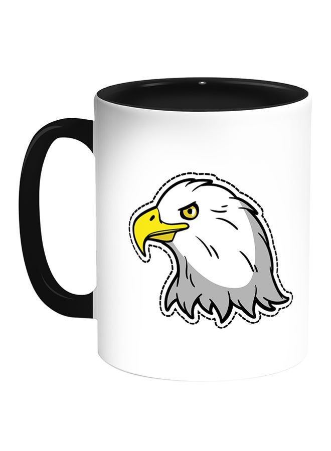 RKN Cartoon Drawings Eagle Printed Coffee Mug White Black - Image 2