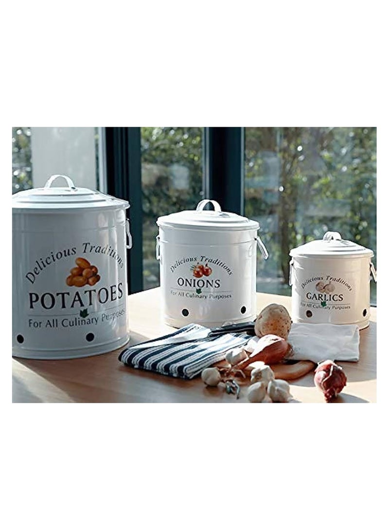 MARS Q Onion and Potato Storage Basket Shelves Bucket Shape Perfect Design Components of 2 Shelves, White - Image 3