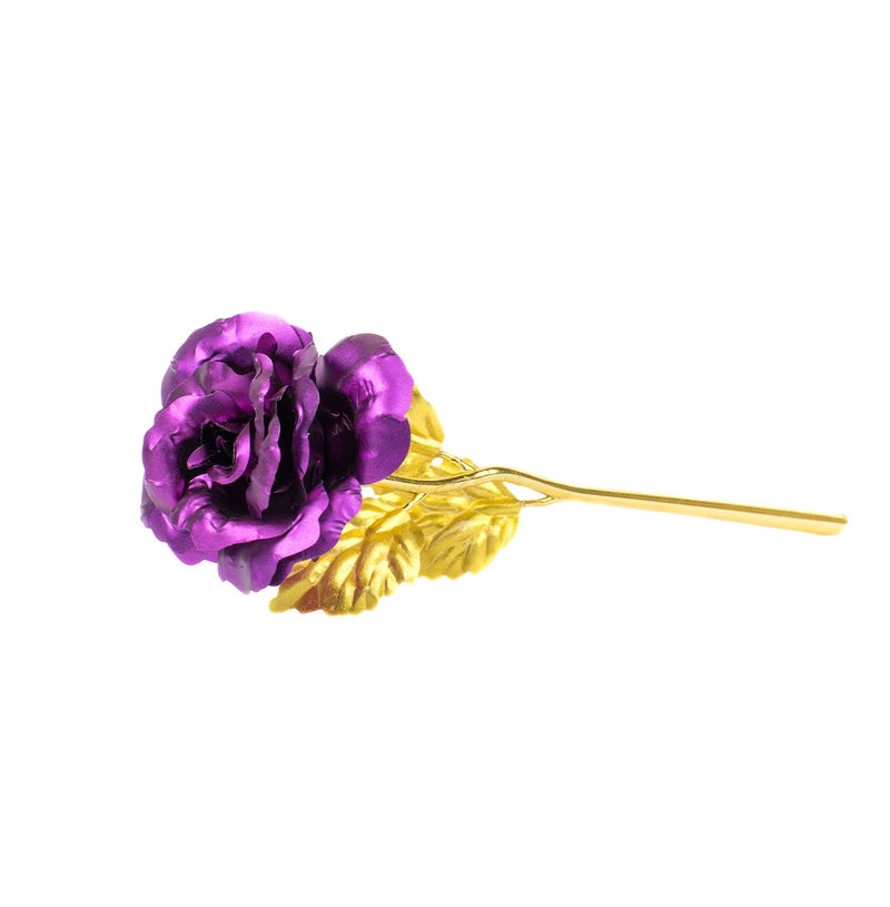 MSA JEWELS MSA Jewels 22K Purple Golden Rose with Heart Love Photo Frame Gift Box and Carry Bag Best Valentines Day Gift Birthday Gifts Gold Dipped Rose with Love Stand - Image 3