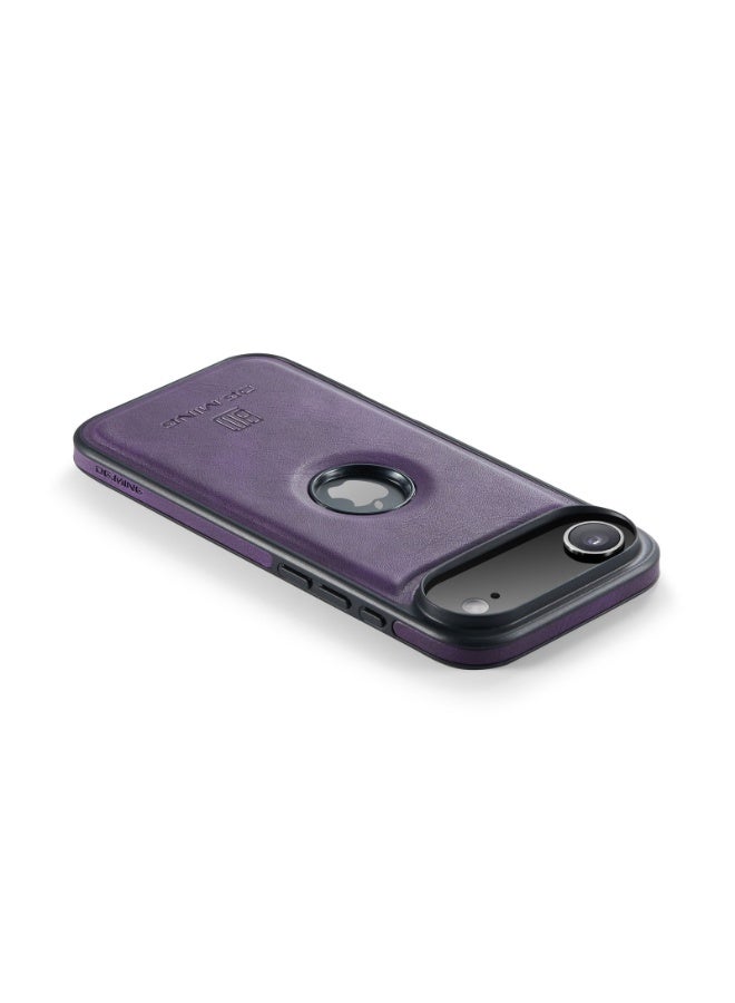 DGMING Case Cover Premium Leather Back with Logo CutOut Shockproof Compatible with  Iphone 17 Air (Purple) - Image 5