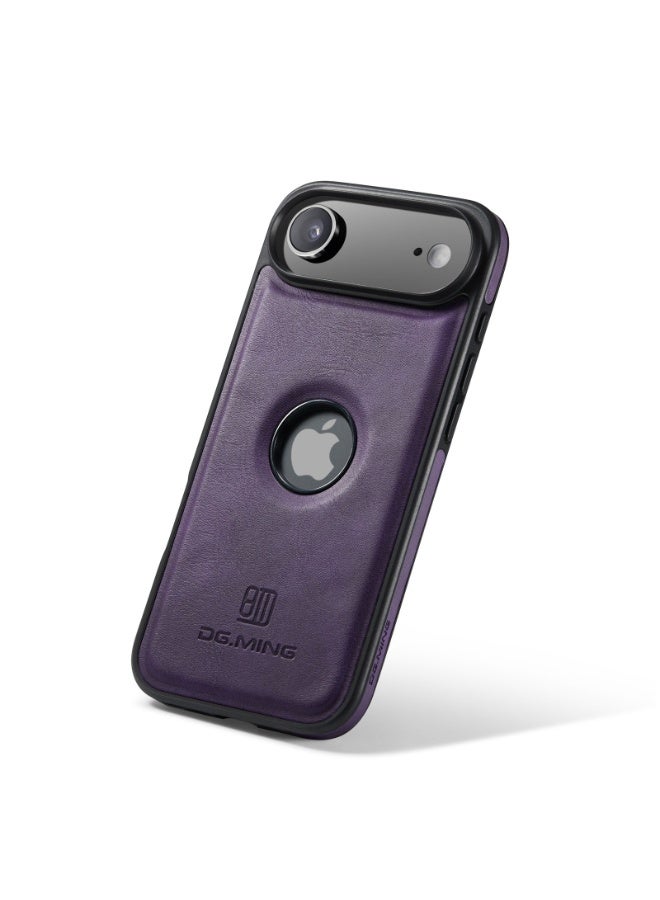 DGMING Case Cover Premium Leather Back with Logo CutOut Shockproof Compatible with  Iphone 17 Air (Purple) - Image 1