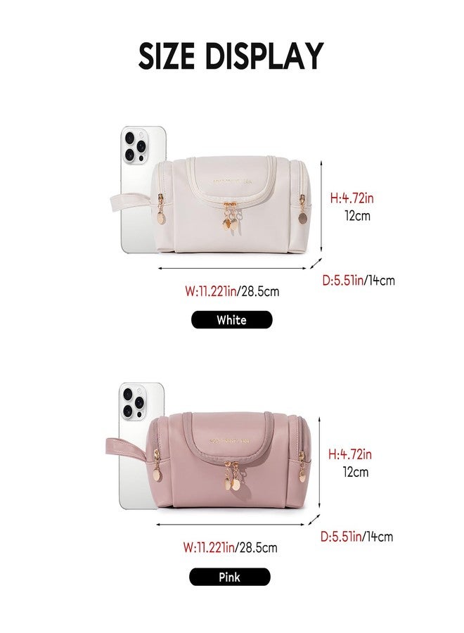 GIVLEFLY 2PCS Waterproof Travel Makeup Bag for Women, Large Capacity Cosmetic Toiletry Organizer with Wide Opening & Dual Zipper, Portable PU Leather Wash Bag for Skincare, Bathroom & Carry On - Image 3