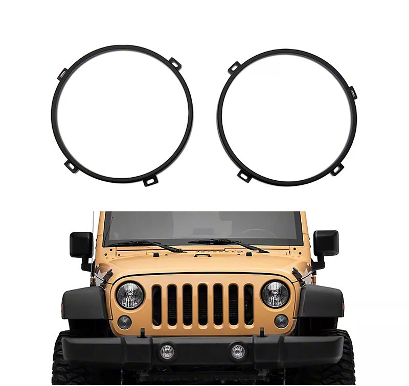 Hooke Road 7inch Round Headlight Mounting Bracket Ring Compatible with Jeep Wrangler JK 2007-2018 (Pack of 2) - Image 1