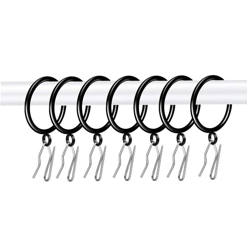 Adiyer Adiyer 28pcs 15Inch Drapery Rings Black Curtain Rings with Eyelet for Curtain Rod Pinon Hooks Included