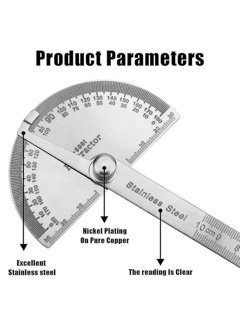 180 Degree Protractor Goniometer Angle Ruler Stainless Steel Woodworking Tools Metal Angle Finder Rotary Measuring Ruler - Image 5